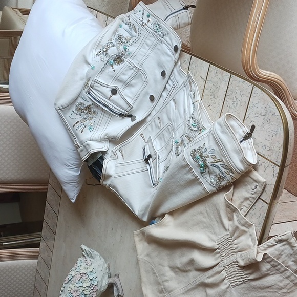 Vintage Cache New... White denim jacket,embellishments,size S, - Picture 3 of 16